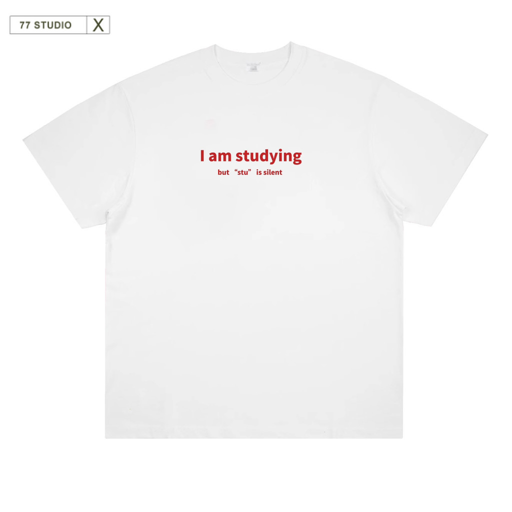 COD🚚 พร้อมส่ง 🚚เสื้อยืด oversized t shirt 100%cotton I am studying แฟชั่น สีขาว/สีดํา เสื้อ S-3XL