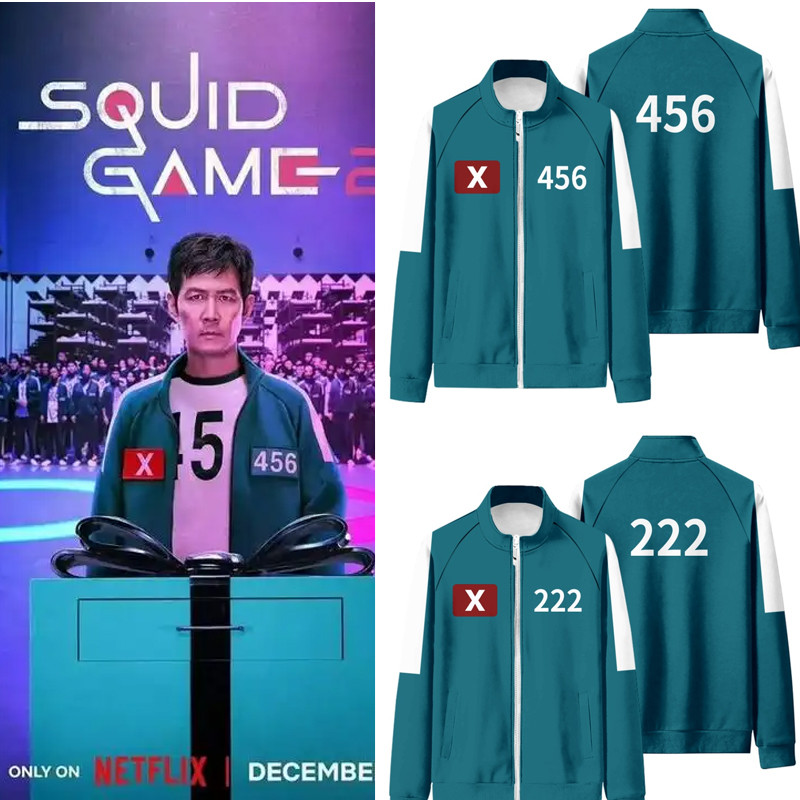 PDF2 Squid Game Season 2 หมายเลข 456 222 149 แสดงซิปเสื้อกันหนาวเสื้อแจ็คเก็ต Unisex Top