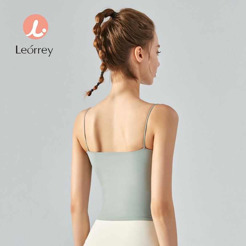Leorrey-มีแผ่นรองหน้าอกเสื้อกั๊กโยคะกันกระแทกวิ่งชุดชั้นในกีฬาฟิตเนสเสื้อสายเดี่ยวใส่ด้านนอก
