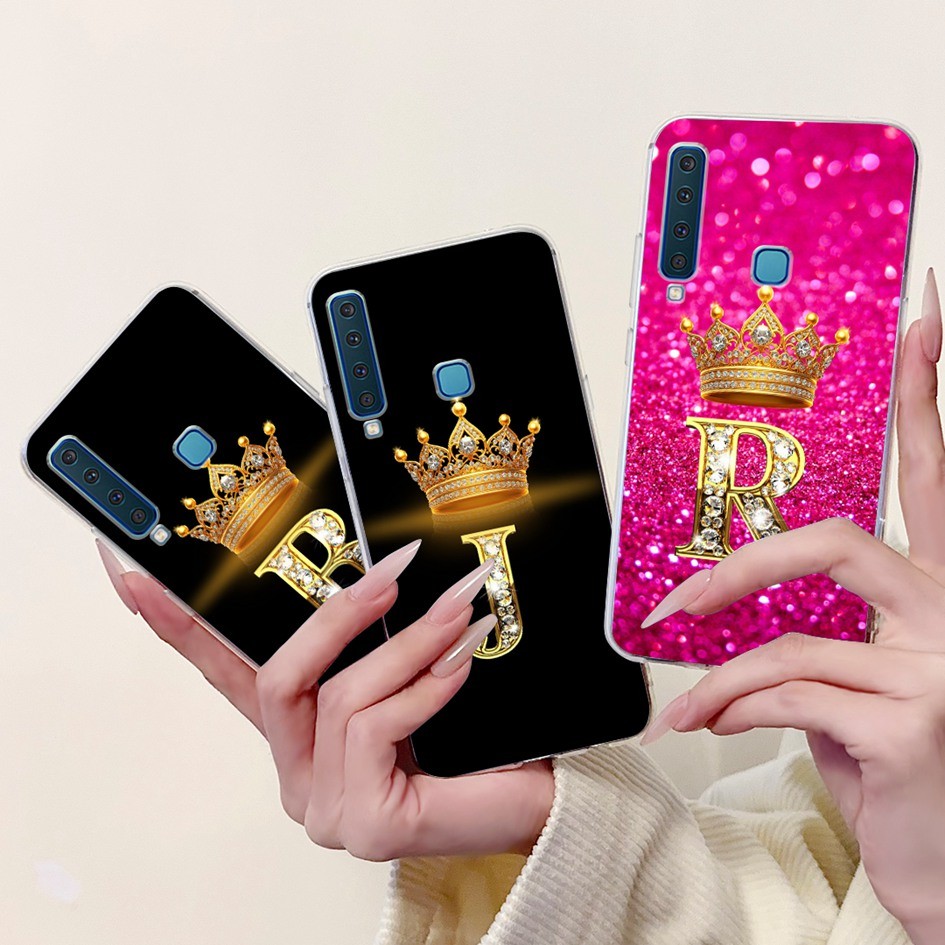 SAMSUNG สําหรับsamsung Galaxy A9 2018 กรณีM-A920Fซิลิโคนน่ารักมงกุฎตัวอักษรคู่เคสโทรศัพท์สําหรับSams