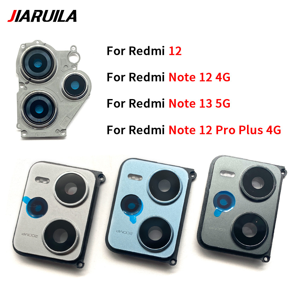 เลนส์กระจกกล้องหลังใหม่พร้อมกรอบฝาครอบวงกลมสําหรับ Redmi Note 12 13 Pro Plus 5G 4G พร้อมโฆษณา