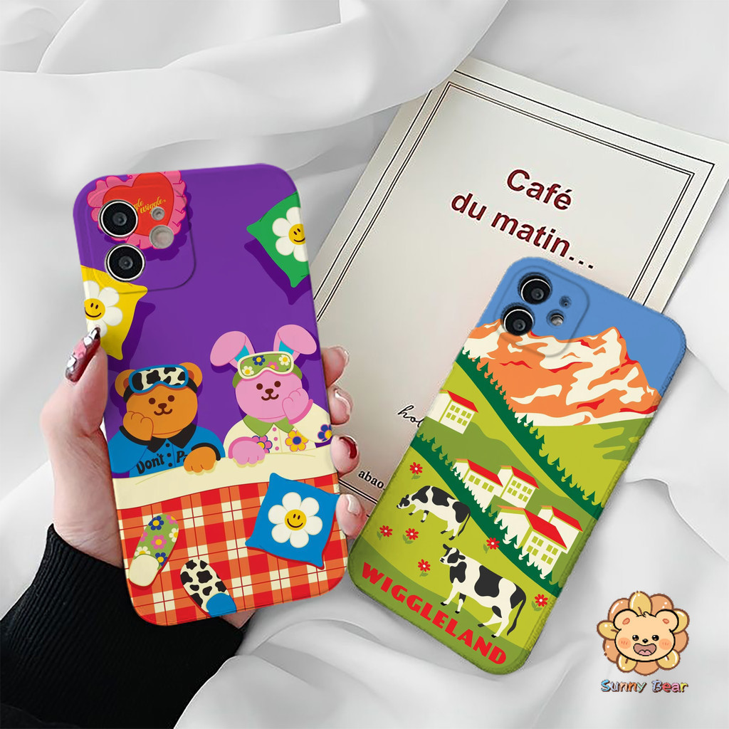 เคสโทรศัพท์iPhone 16 Pro Maxหมีบำบัดวิกลวิกลซิลิโคนเหลวโทรศัพท์มือถือกรณีfull-bodyป้องกันกันกระแทกtpuยางนุ่มสําหรับiphone 16 Pro Max 7plus 11 14 15 12 13 Pro Max 7 8 Plus XR XS