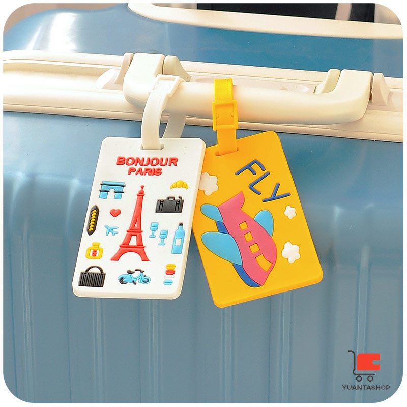 ป้ายห้อยกระเป๋า PVC นิ่ม ป้ายแท็กกระเป๋าเดินทาง ลายการ์ตูน luggage tag