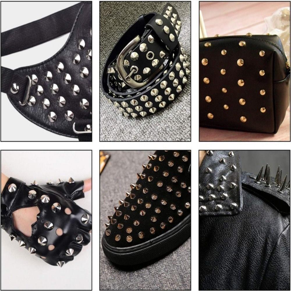 HOBBYIN 80 ชุดเสื้อผ้า Spikes ชุด, ขนาดผสมเครื่องมือ Punk Rivet, คุณภาพสูง DIY ตกแต่งทองเงินสีดํารองเท้า Back Studs & Spike หนังหัตถกรรม - รูปที่ 4