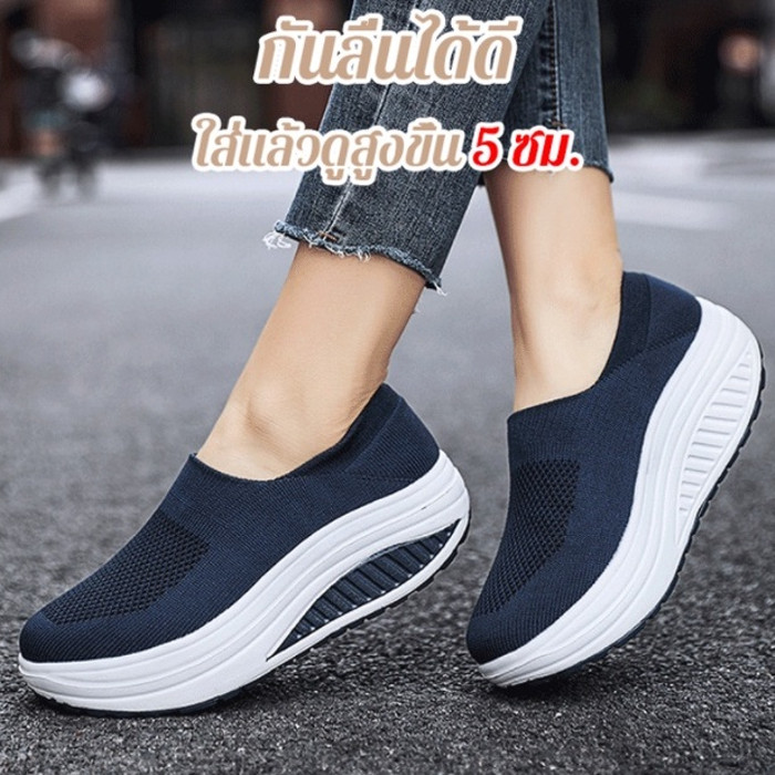 รองเท้ามัฟฟินพื้นหนา รองเท้าผ้าใบพื้นหนาสำหรับผู้หญิง รองเท้าพยาบาลป้องกันแสงแดดในฤดูร้อน