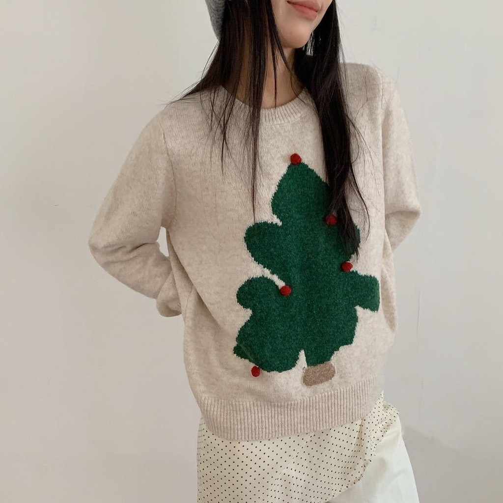 รุ่น Le Sapin de Noel  สเวตเตอร์ไหมพรมต้นคริสมาส ผ้านุ่มนิ่ม ไม่หนามาก ใส่สบาย รหัส R339