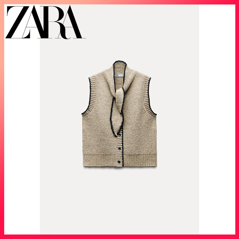 ZARA ซาร่า สินค้าใหม่เสื้อกั๊กถักโบว์ผู้หญิง