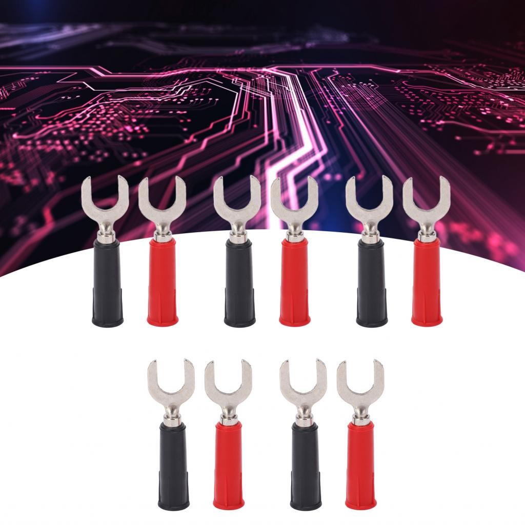 10X ส้อม Spade ขั้วต่อสายไฟ 8 มม./0.3in Y ประเภท 4 มม./0.2in Hole ปลั๊กกล้วยใหม่