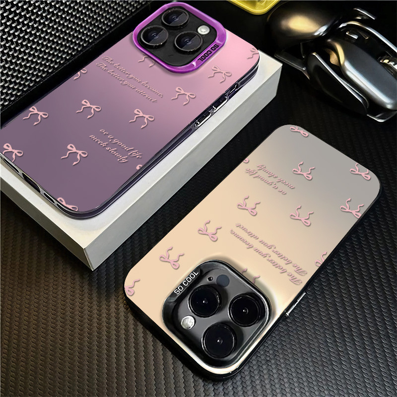 กันกระแทก,ป้องกันกล้องสีชมพูภาษาอังกฤษโบว์iphoneสําหรับip14 12 11 15 13 16Pro MAX XR X XS MAX 15Plus 7/8 Plus Se2020 ซิลิโคนวัสดุขนาดใหญ่รู