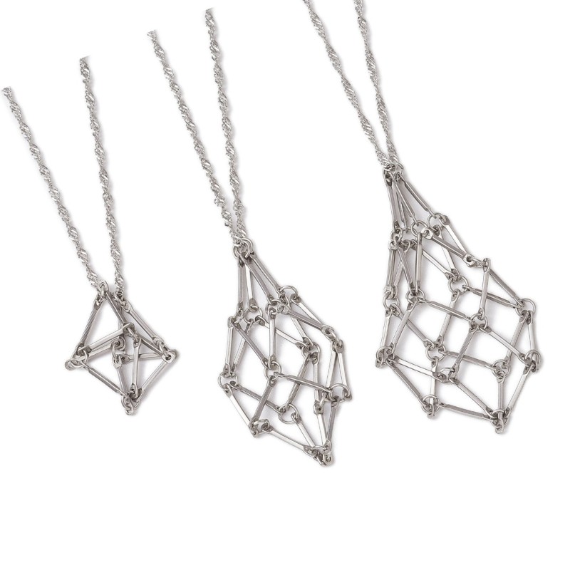 CS 3 ชิ้น seet สแตนเลสกรงที่ว่างเปล่า Neckchain คริสตัลผู้ถือสร้อยคอออกแบบที่ไม่ซ้ํากันสําหรับผู้ชาย