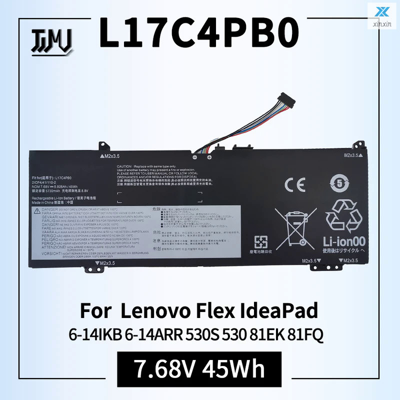 แบตเตอรี่แล็ปท็อป L17c4pb0สำหรับ Lenovo FLEX 6-14ikk 14R IdeaPad 530s-14r 530s-14ikk Series 5b10q160