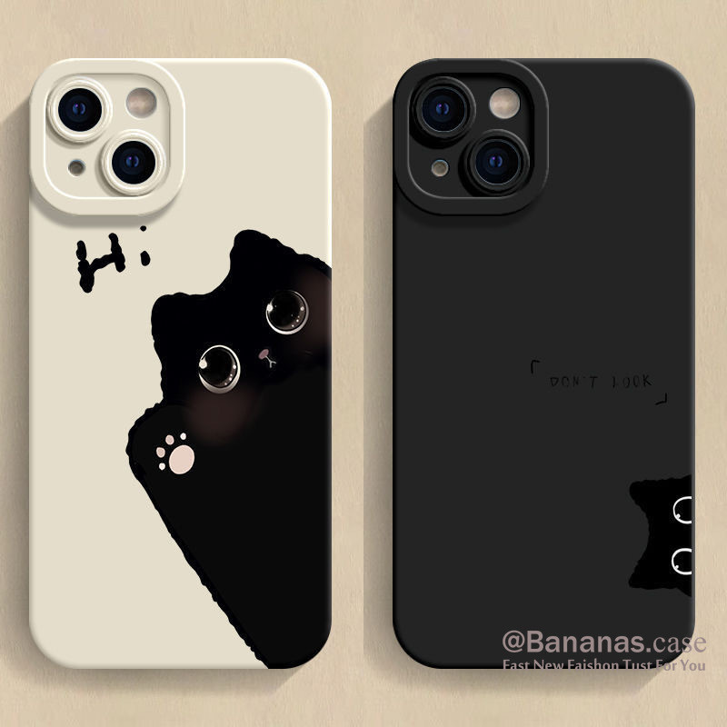 อะนิเมะการ์ตูนแมวดําคู่เคสโทรศัพท์สําหรับiPhone 17 16 15 14 13 12 11 Pro Max X Xr Xs Max 7 8 Plus SE2020