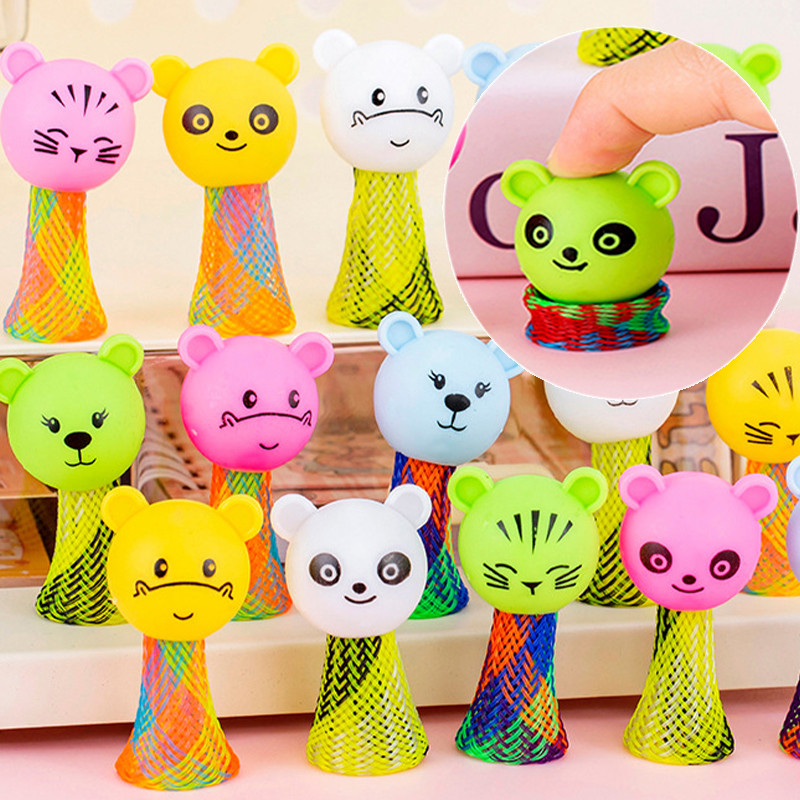 Mini Animal Bouncing Elf การ์ตูน Spring Man เด็กของเล่นบีบอัด YL296