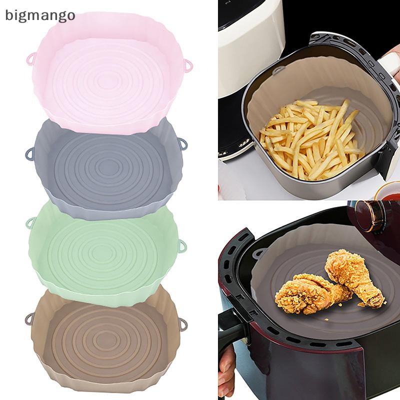 [bigmango] ซิลิโคนตะกร้าทอดอากาศซับนํามาใช้ใหม่รอบกระดาษหม้อถาดทนความร้อนไม่ติดอบเปลี่ยนกระทะย่างเตาอบครัวสต็อกใหม่