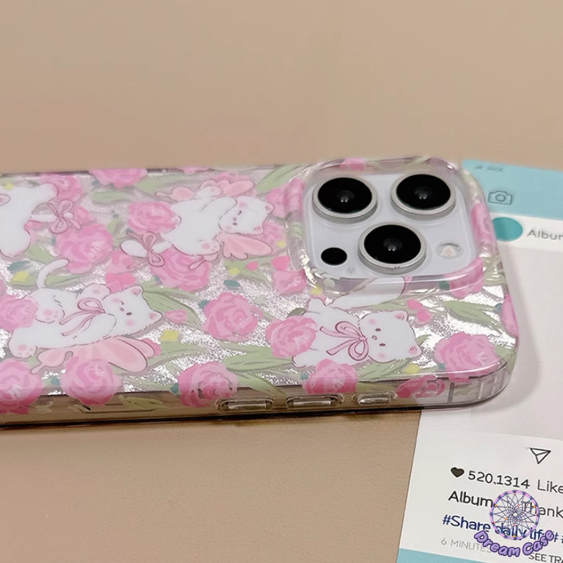 การ์ตูนลูกแมวน่ารักดอกไม้ขนนกเส้นด้ายนุ่ม เคส Samsung A06 A14 A15 A05s A53 A05 A30 A11 A13 A34 A25 A23 A04s A32 A51 A21s - รูปที่ 5