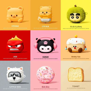 กระเป๋าหูฟังแอปเปิ้ลการ์ตูนน่ารักสำหรับ AirPods Pro2 กระเป๋าป้องกันหูฟังบลูทูธ AirPods 4/3/2/1