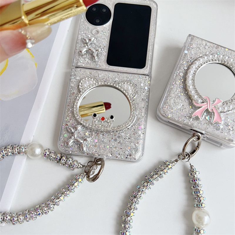 แฟชั่น Bling Glitter Bear Mirror Clear Case สําหรับ OPPO รูปที่ 3