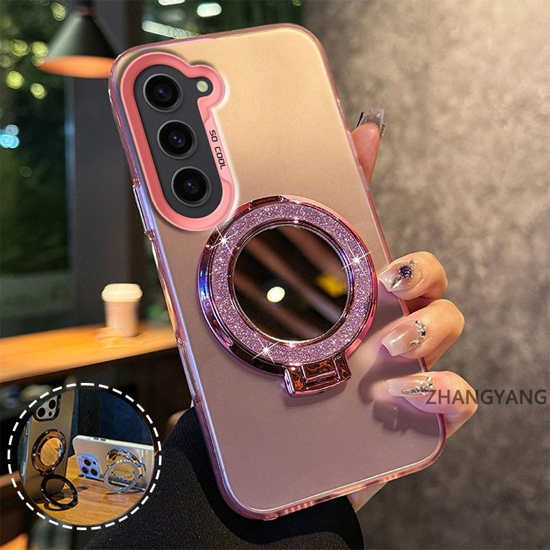 SAMSUNG สําหรับSamsung S23 FE S23 S23 PlusกรณีหนาชุบซิลิโคนShockProofเคสโทรศัพท์CCCA12
