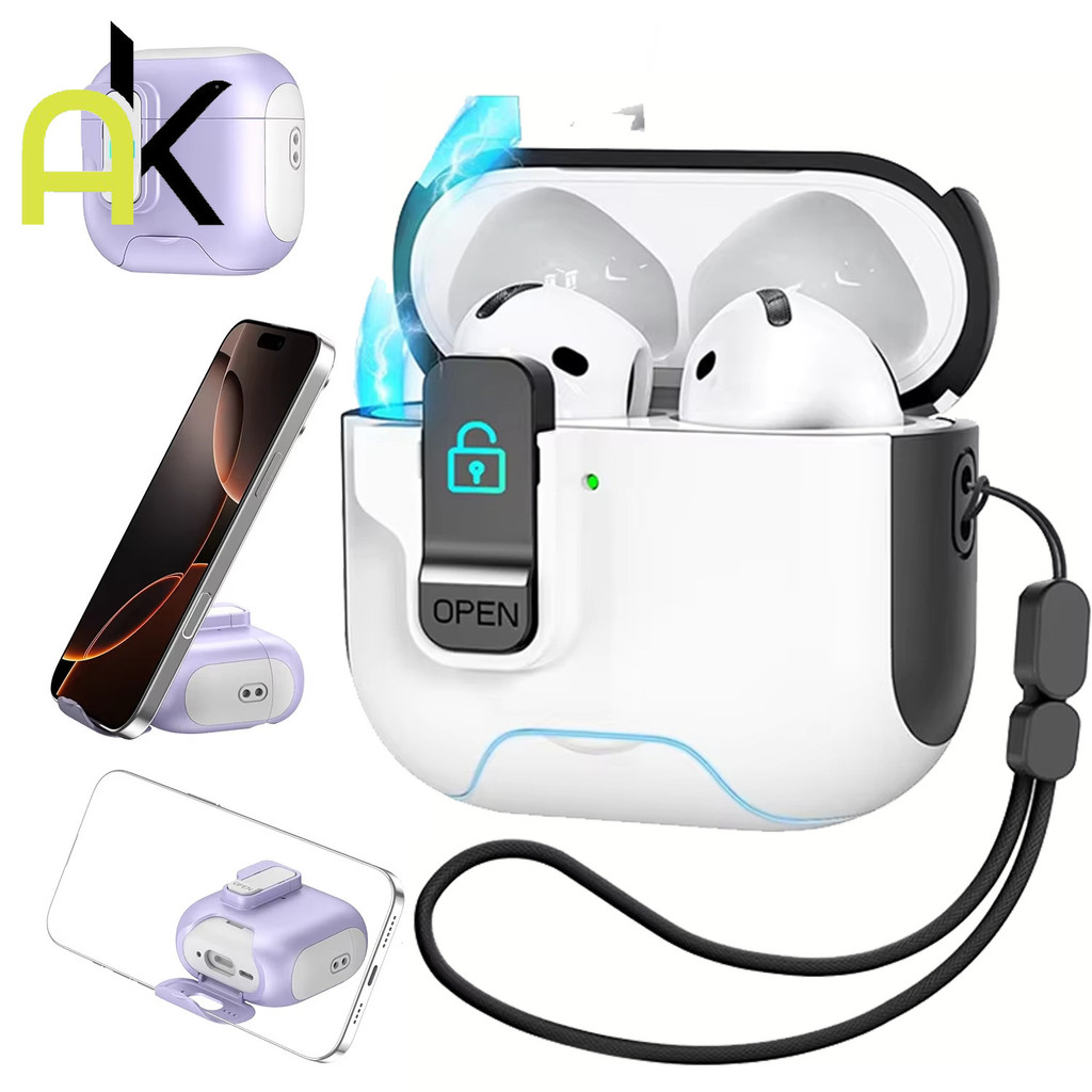 ล็อคหูฟังสําหรับ Airpods 4 Anc Pro 2 3 1 Pro2 Airpod Case ฝาครอบเอียร์บัดแม่เหล็กพร้อมเชือกเส้นเล็กปลอกกันกระแทก