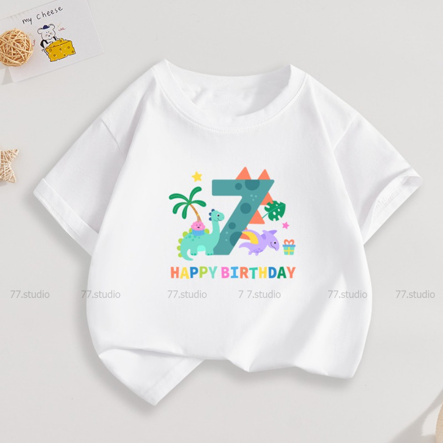 COD🔥ล็อตใหม่ล่าสุด🔥เสื้อยืดแขนสั้นพิมพ์ลายดิจิตอลสำหรับเด็ก เด็กชายและเด็กหญิง วันเกิด ฤดูร้อน ผ้าฝ้ายบริสุทธิ์ - รูปที่ 5