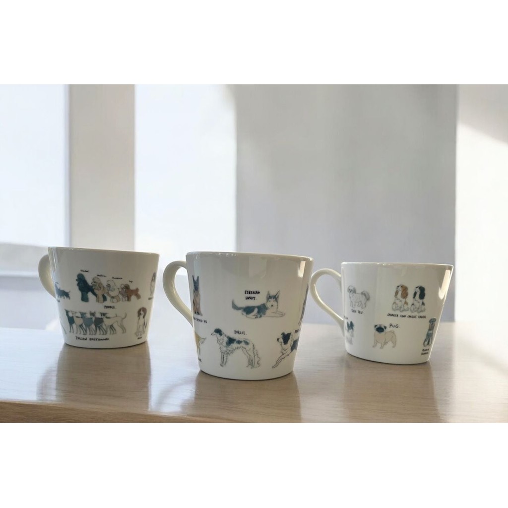 Japan Official | MARUMO TAKAGI 'Warm Sensation Relaxed Dog Mug Set of 3' Dog Coffee Gift Tableware