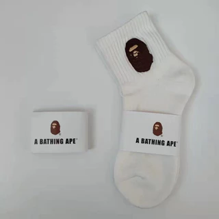 ใหม่ BAPE ape head ถุงเท้ากีฬาผ้าฝ้ายปักหนักระดับไฮเอนด์แฟชั่นผู้ชายและผู้หญิง