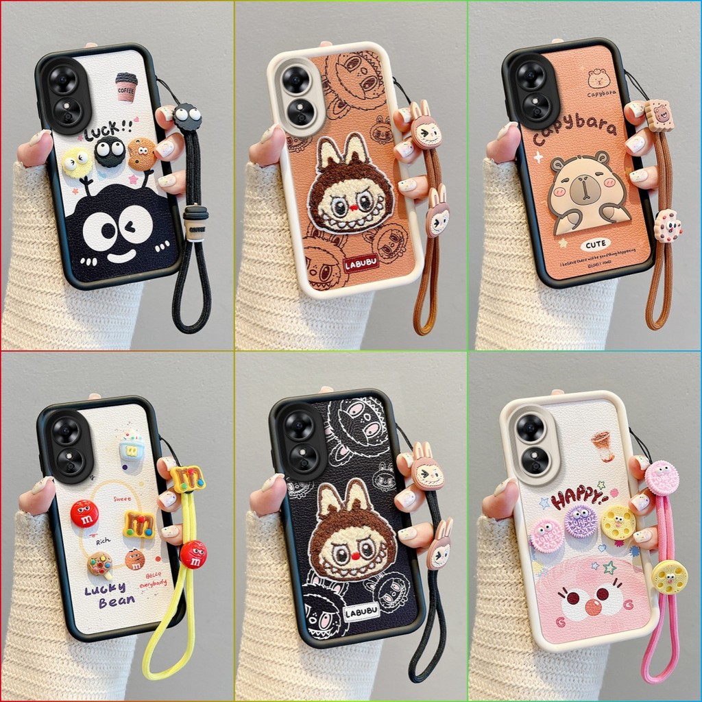 เคส OPPO A78 A58 A38 A18 น่ารักหนัง 3D ตุ๊กตาซิลิโคนอ่อนนุ่มเคสโทรศัพท์ BBPW2