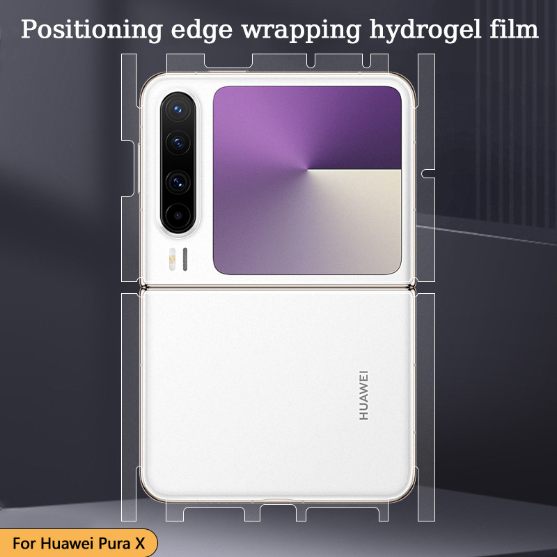 คลุมทั้งหมดป้องกันหน้าจอด้านหลังสําหรับ Huawei Pura X HD/Matte Positioning Wrap Edge Soft TPU กันกระแทก Ultrathin Scratch AutoRepair กลับฟิล์ม Hydrogel