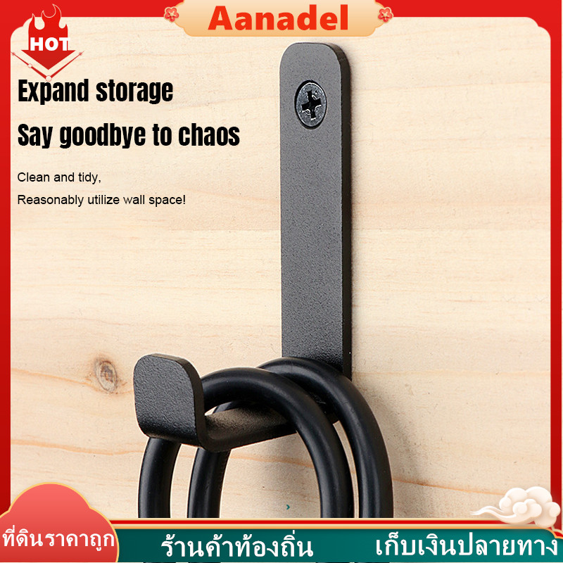 【AA สินค้าใหม่】 ตะขอแขวนเสื้อสีดำ ตะขอเหล็ก ตะขอแขวนหลังประตู ตะขอแขวนผนัง ตะขอเก็บของ