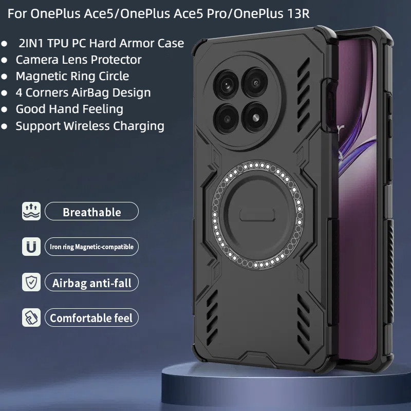 สําหรับ OnePlus Ace5 OnePlus Ace 5 Pro กรณี 2in1 TPU PC เกราะ Hard AirBag แม่เหล็กฝาครอบโทรศัพท์สําห