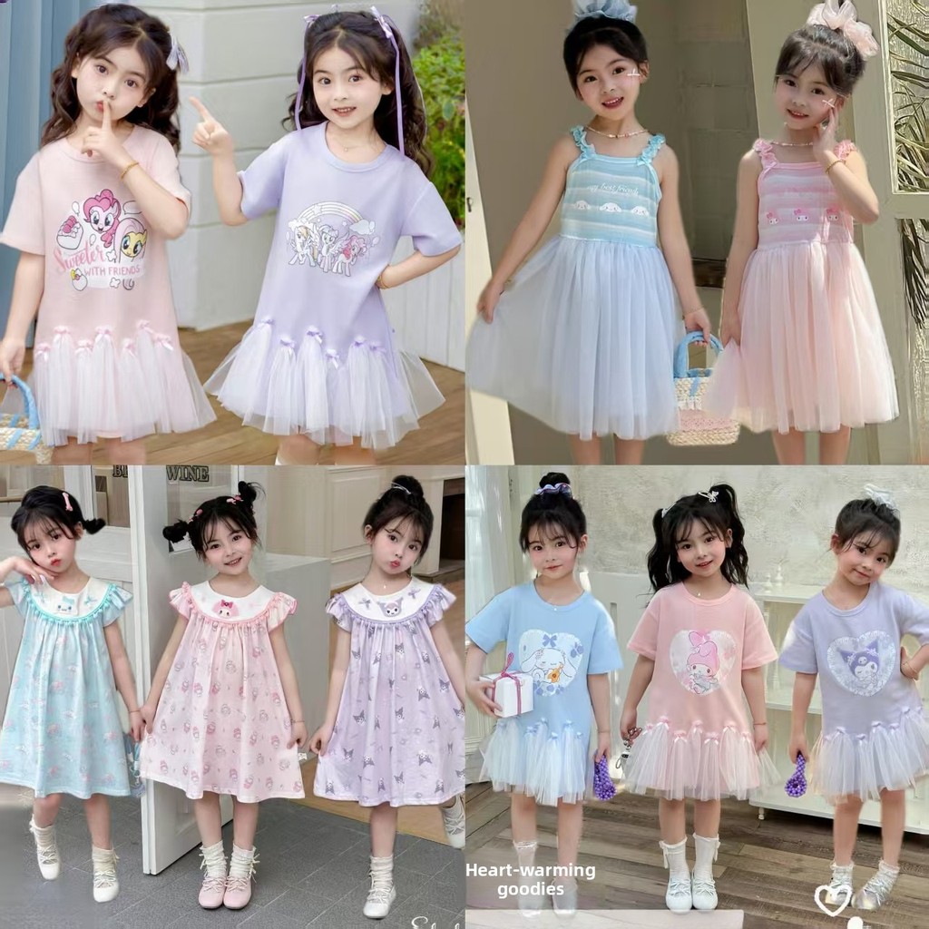 ฤดูร้อนรูปแบบใหม่สาวการ์ตูนน่ารักชุดเดรสแขนกุด