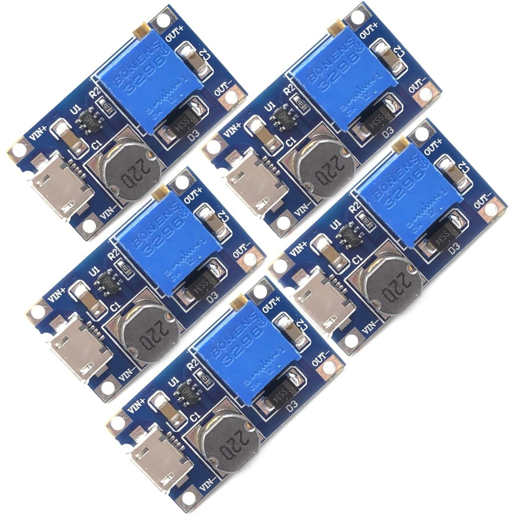 5pcs MT3608 DC-DC Boost Converter 2A ปรับ Step Up Micro USB แรงดันไฟฟ้า 2 V-24 V ถึง 5 V-28 V โมดูลแหล่งจ่ายไฟ