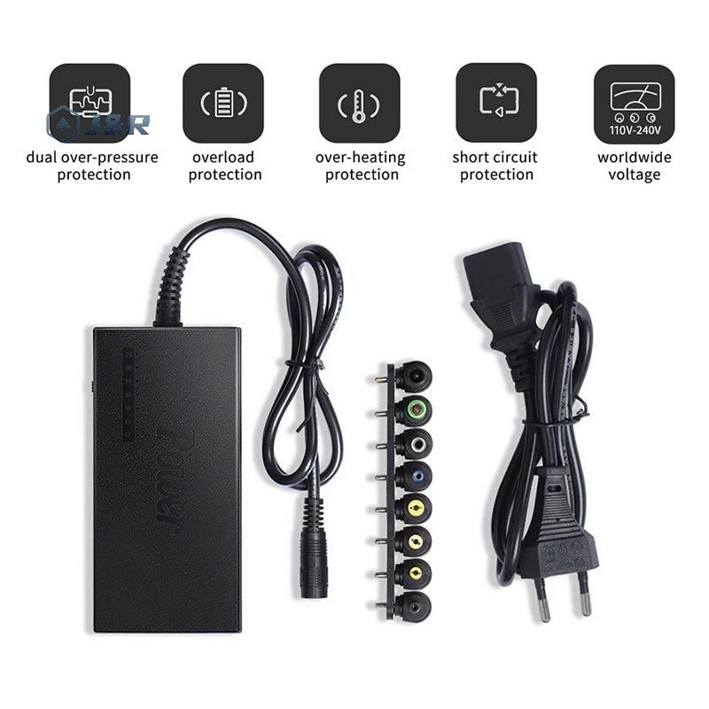J & R Universal Power Adapter 96W 12V ถึง 24V ชุดชาร์จปรับได้ DC 5.5x2.1 มม. 8 ปลั๊กสําหรับ Dell Tos