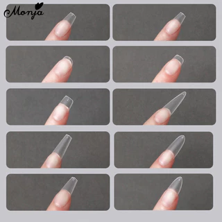 Monja 100 ชิ้น/กล่องเล็บปลอม Matte PVC กดบนเล็บ คลุมทั้งหมดเล็บปลอมเคล็ดลับขยาย almond coffin nails