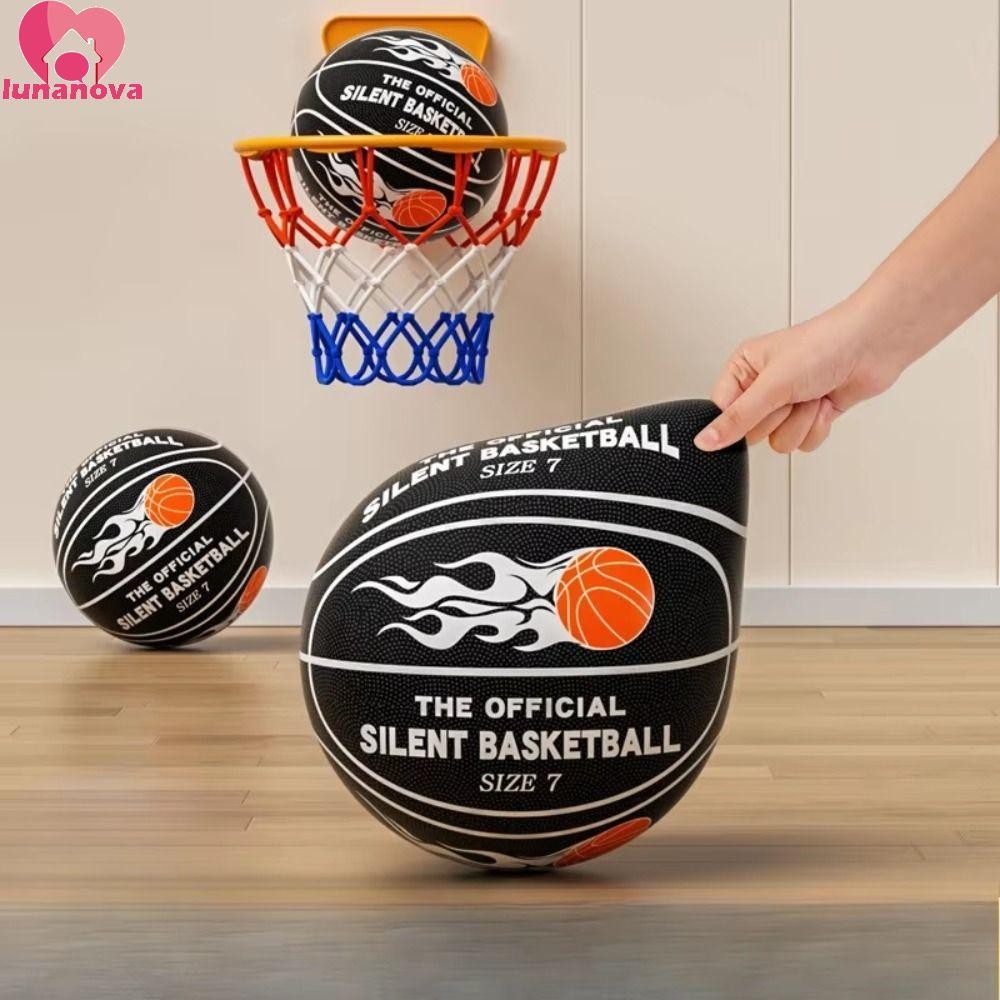 LUNANOVA Silent Bouncing Basketball, ซิปที่ถอดออกได้ความยืดหยุ่นสูงการฝึกอบรมในร่มลูกบอลเงียบ, โฟมความหนาแน่นสูง Low Decibel Impact-Resistant Elastic Practice Ball