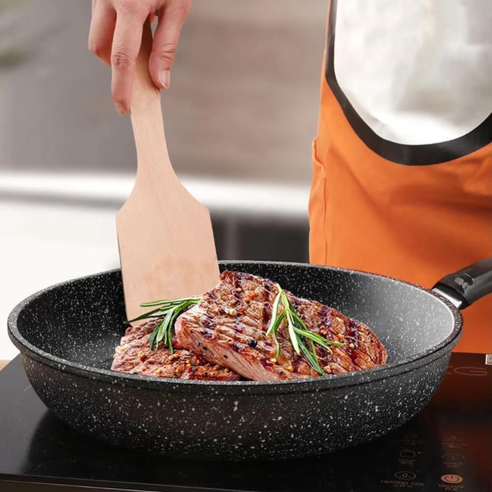 เหลียวหยิง กระทะสเต็ก, หิน 22/24/26/28 ซม. กระทะแพนเค้ก, ทนทานไม่ติดอเนกประสงค์พร้อมฝาปิดเครื่องมือทําอาหารในครัวเตาแม่เหล็กไฟฟ้าแก๊ส - รูปที่ 5