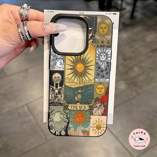 แฟชั่นเรโทรอาร์ตซันเทพีหนังลักษณะหรูหราสัมผัสนุ่ม เคส IPhone 11 17 16 12 13 14 15 Pro Max 8 7 14 15 16 Plus XR X XS Max