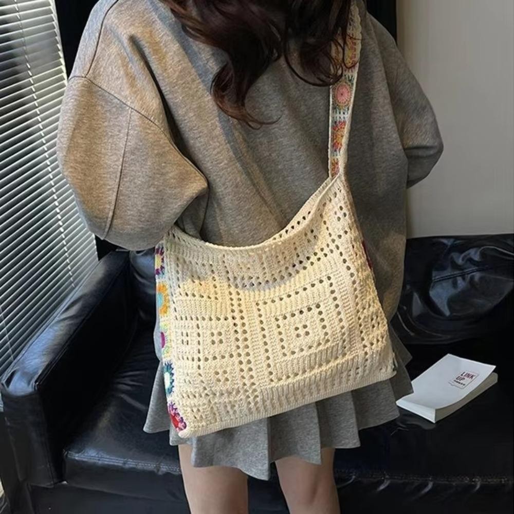 กระเป๋าสะพายข้าง JAZZYLY สไตล์โบฮีเมียน วินเทจ ถักมือหลากสี มีความจุมาก - รูปที่ 6