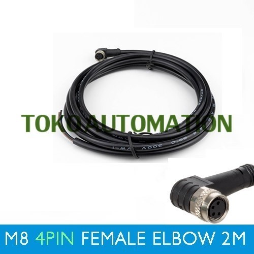 Fc88 M8 สายเชื่อมต่อ 4 Pin Female Elbow cable connector 4P 2M SE08