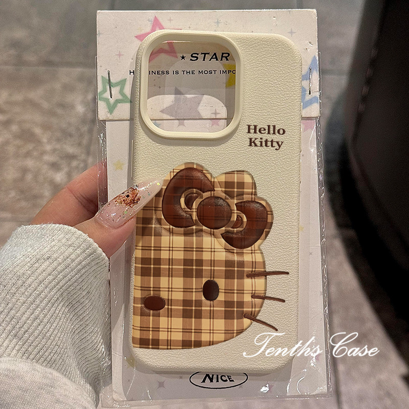 ใช้งานร่วมกับสําหรับ IPhone 16 15 11 12 13 14 Pro Max Xr X Xs Max 7 8 Plus SE 2020 CuteMaillard ลายสก๊อต Kitty หนังนุ่มเคสโทรศัพท์