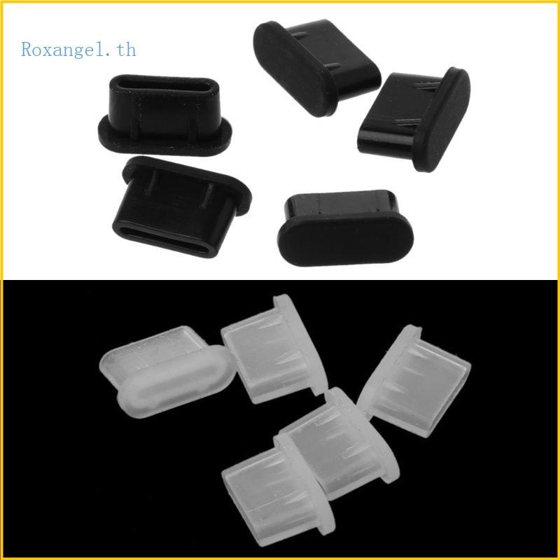 Rox ปลั๊กฝุ่น Type-C แบบพกพาทนทาน USB ชาร์จพอร์ต Protector สําหรับอุปกรณ์เสริมโทรศัพท์สมาร์ท 5 ชิ้น