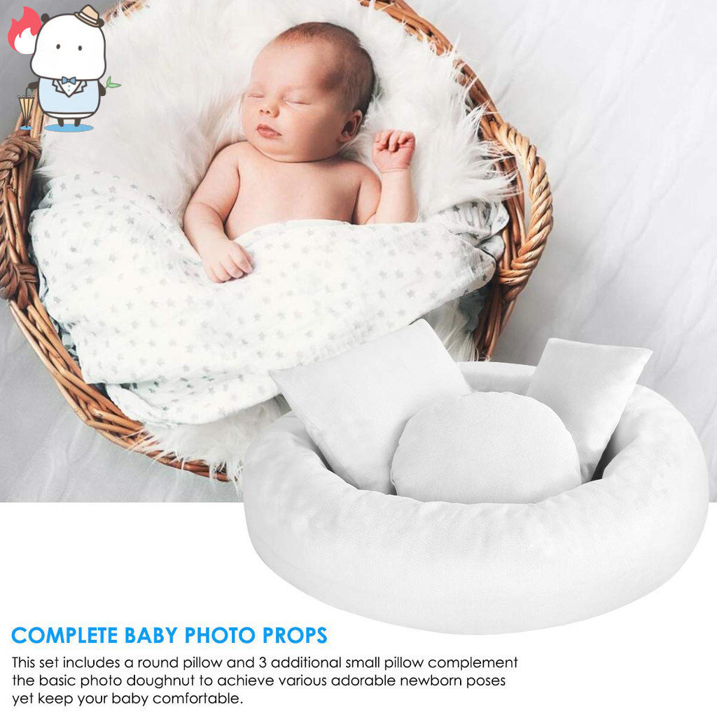 RYT4pcs ทารกแรกเกิด Photograpy Props อุปกรณ์เสริมเด็กวางหมอนตะกร้า Stuffer Filler Donuts Poses หมอนเด็ก Photo Props