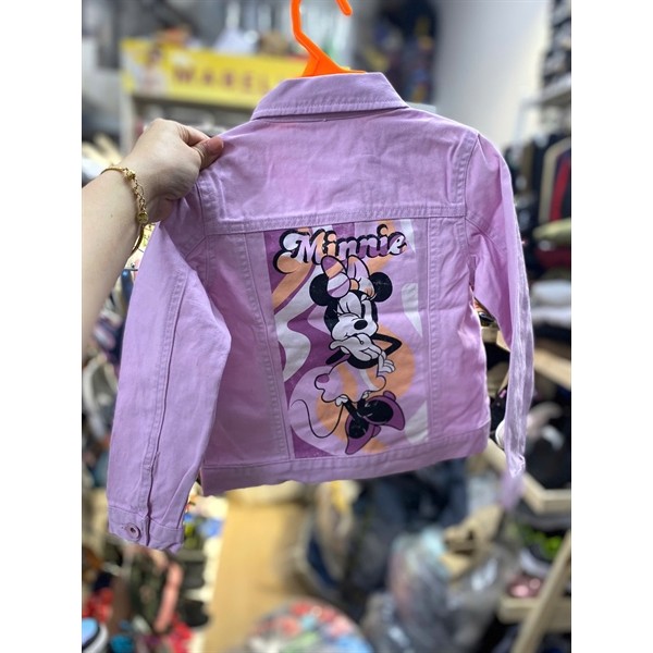 เสื้อแจ็คเก็ตเด็กผู้หญิง Dney minnie Cow/Jeans สีชมพูแท้