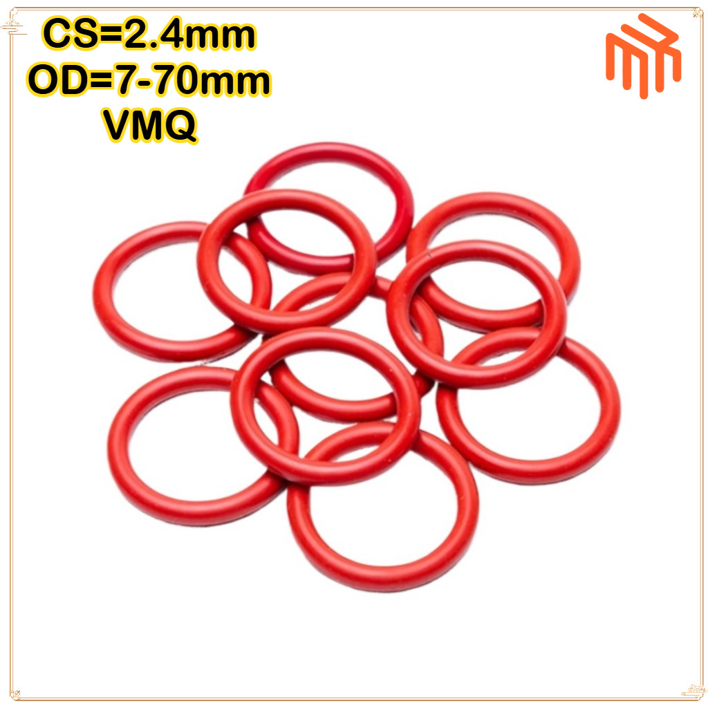 [MX1] โอริงสีแดง CS2.4mm * OD7-70mm / VMQ แหวนยางซิลิโคน โอริงซีล สีแดง