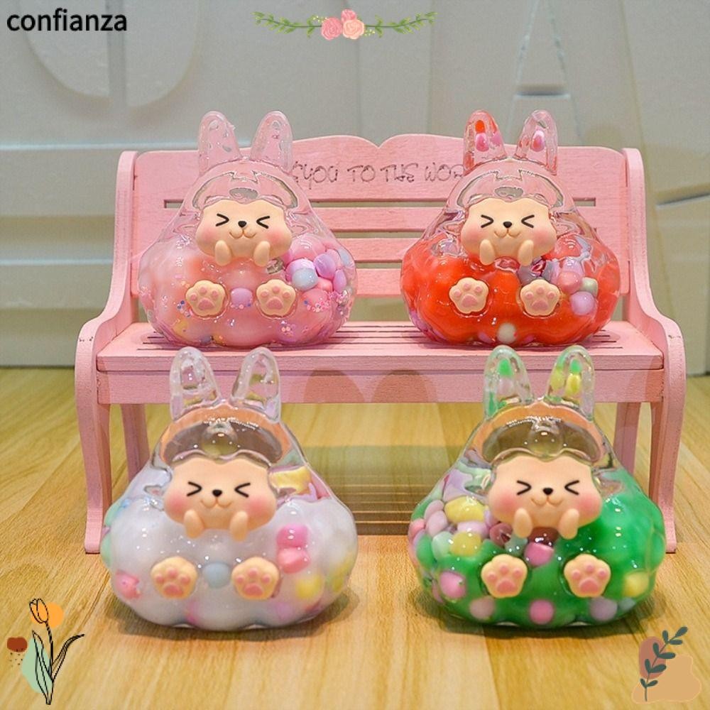 Confianza ตกแต่งงานฝีมือขนาดเล็ก,กล่องการ์ตูน Alpaca เครื่องประดับขนาดเล็กน่ารัก,เรซิ่นตกแต่งสีลูกกวาด Microlandscape