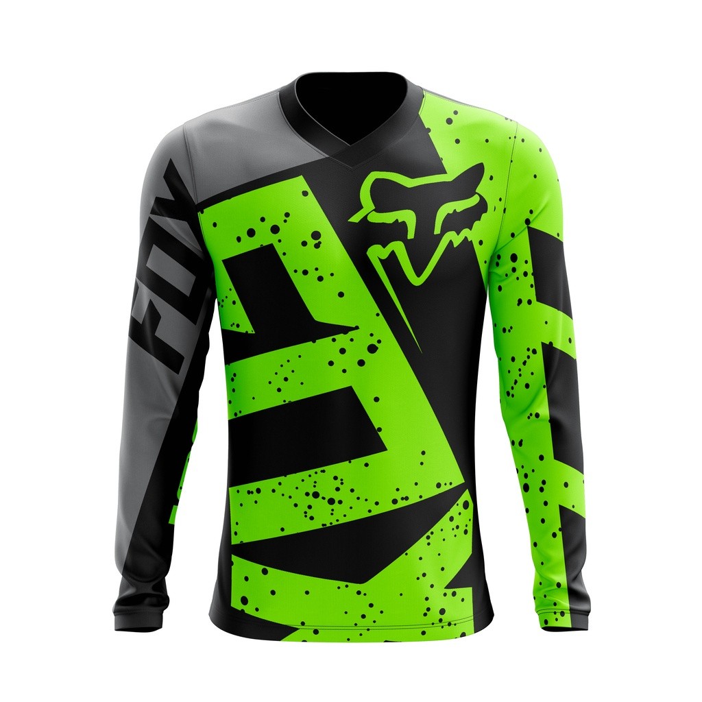 2024 Fox Motorcycle Mens Racing เสื้อยืดแฟชั่น 3D พิมพ์กีฬาแขนยาว Off road