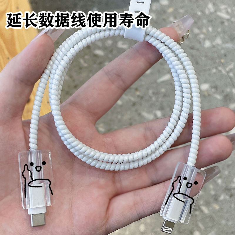 รูปแบบการ์ตูนตลก 18w/20w ชุดตัวป้องกันเครื่องชาร์จโปร่งใสตัวป้องกันสายเคเบิลสําหรับ iPhone11 12 13 14 15 16pro max ราคา ถูกที่สุด ดีลบีเคเค แกลเลอรีภาพที่ 3