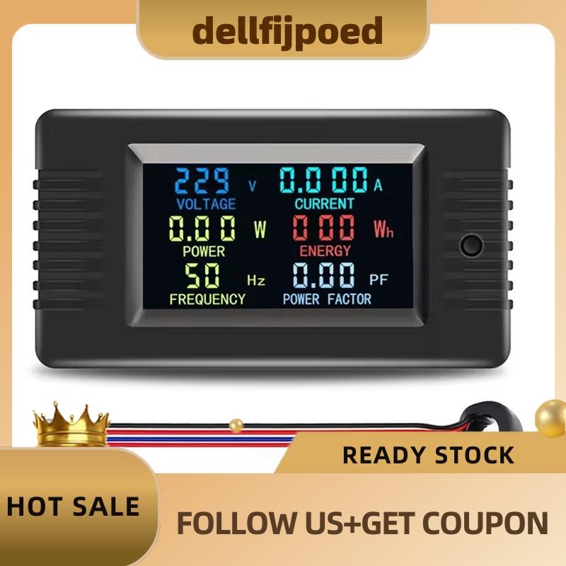 dellfijpoedPeacefair Pzem-022- Single-Phase AC Volt Amp Meter หน้าจอสีความถี่ Power Factor Wattmeter