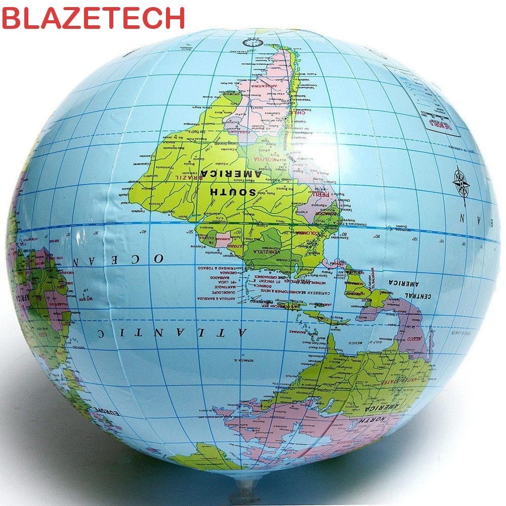Blazetech Globe Kids ลูกบอลชายหาดภูมิศาสตร์โลกทนทาน ลูกบอลบอลลูน แผนที่โลกเพื่อการศึกษา PVC