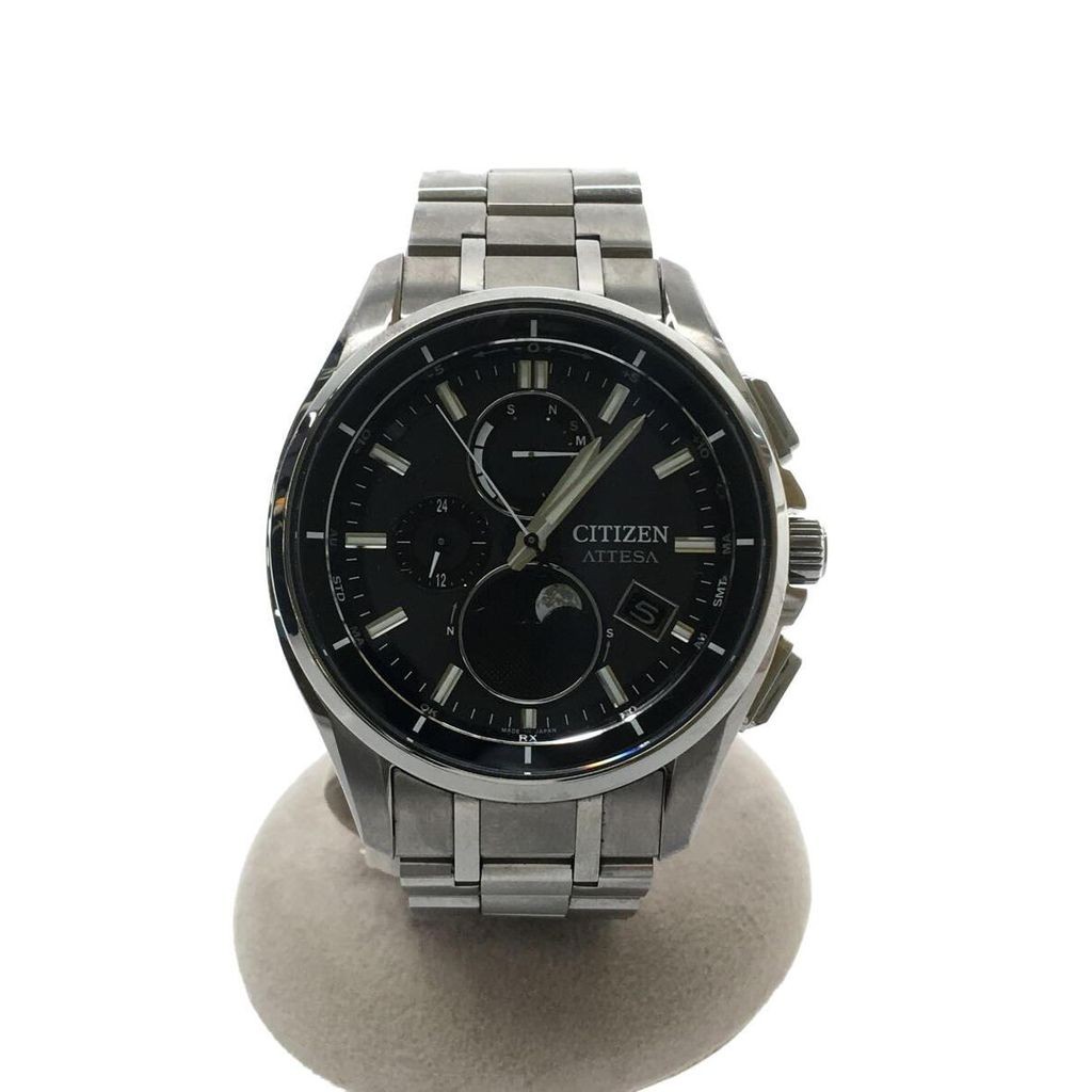 CITIZEN Mens Watch Solar Analog Titanium BLK SLV ATTESA LUNA PROGRAM Direct from Japan Secondhand